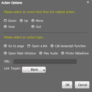 Flash Action Options for Image in Flash Page Flip Book