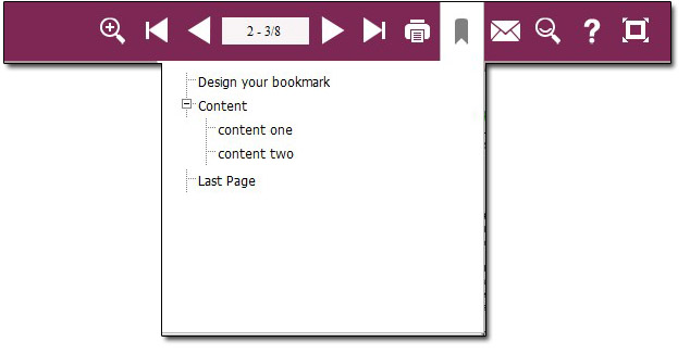 bookmark for your PDF to flash flip book