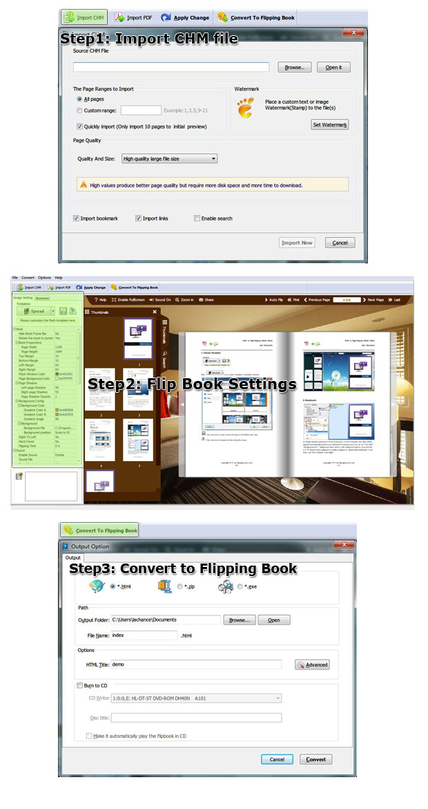 CHM-to-Flash-page-flip-steps