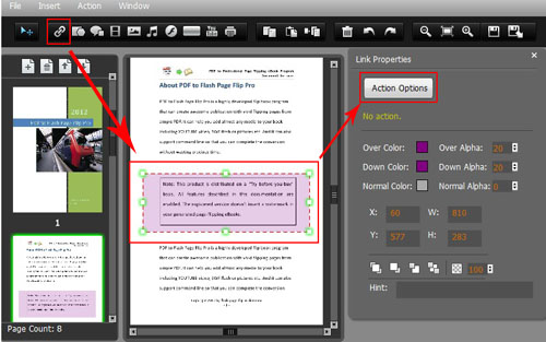 Click “Add Link” and draw effective object in the PDF page