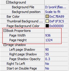 How to change length to width ratio for flash flip book