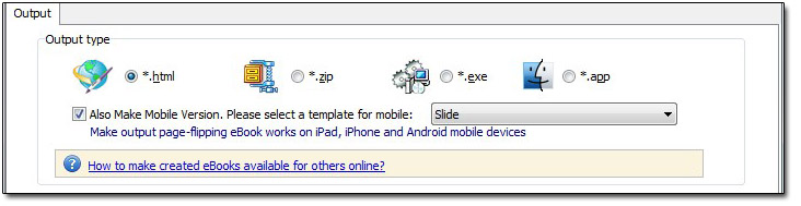 How to choose output type for your PDF to flash page book?