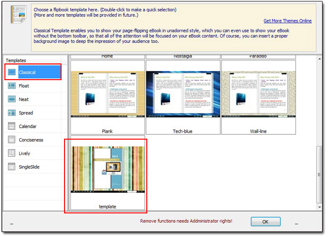 Enter template interface and choose the template you import just now