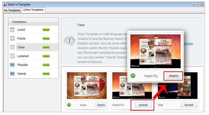 Choose “Online Templates” tab and choose a new template