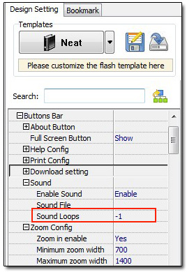 How to make music play circularly in flash flip book?