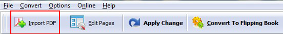 Click “Import PDF” in the navigation bar of PDF to Flash Page Flip