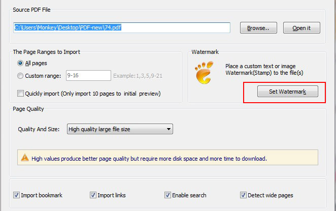  Click “Set Watermark” in the setting interface