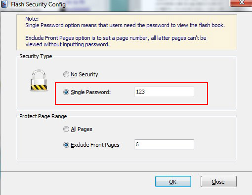 Choose single password and input the code number in the left form