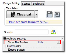 Make a simple flash flip book that is without tool bar
