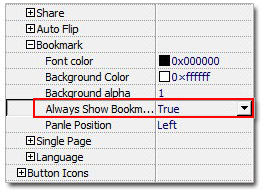 Make bookmark always show in classical template of flash flip book