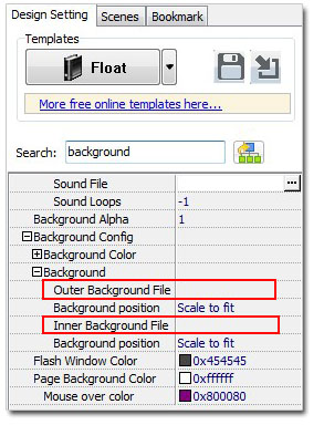 Set inner and outer background for flash flip book