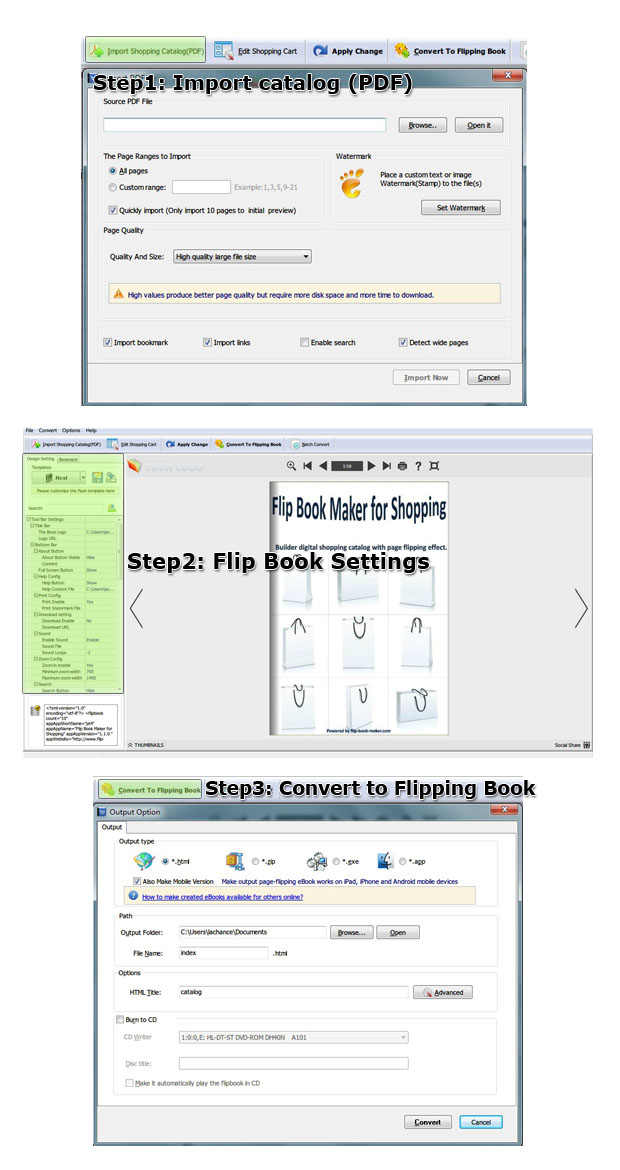 Flash Page Flip Shopping Catalog Steps