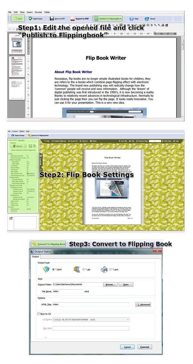 Flash Page Flip Writer Steps