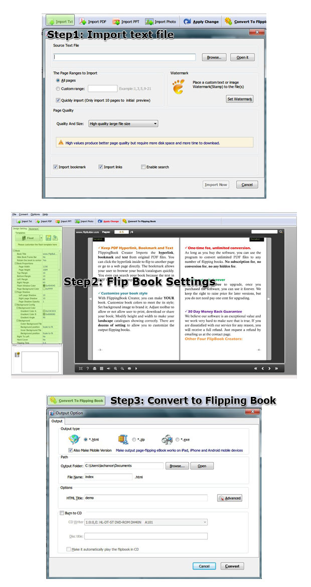 Free Flash Page Flip Maker Steps