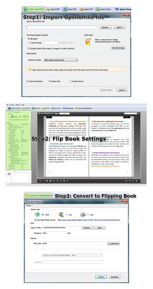 Free Openoffice to Flash Page Flip Steps