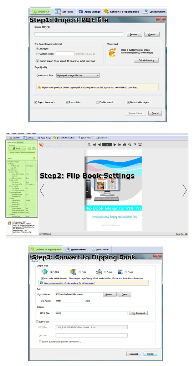 pdf-to-flash-page-flip-pro-steps