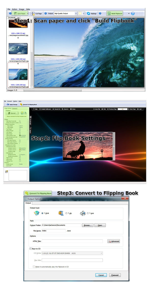 Scan-to-flash-page-flip-steps